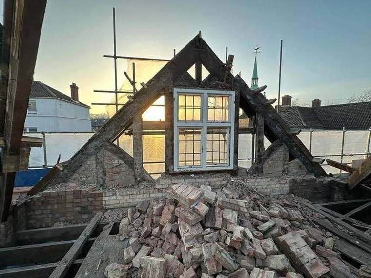 Roof stripped from the old public house