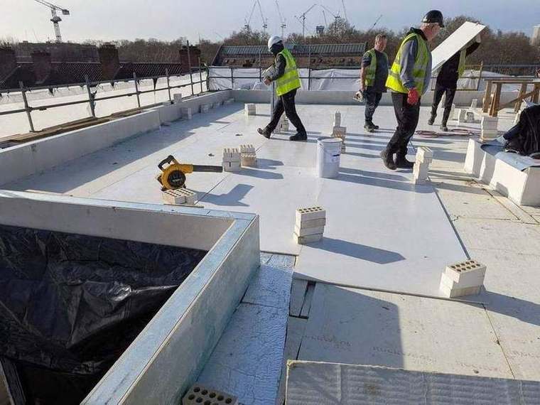 Roofing works at Albion Street with the site team