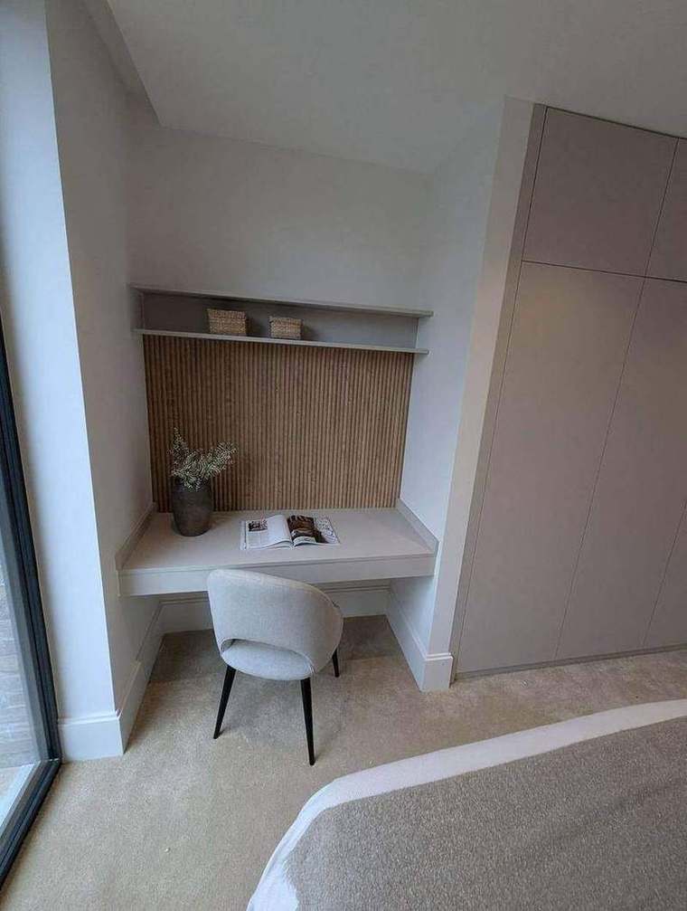 Study nook with fluted timber joinery
