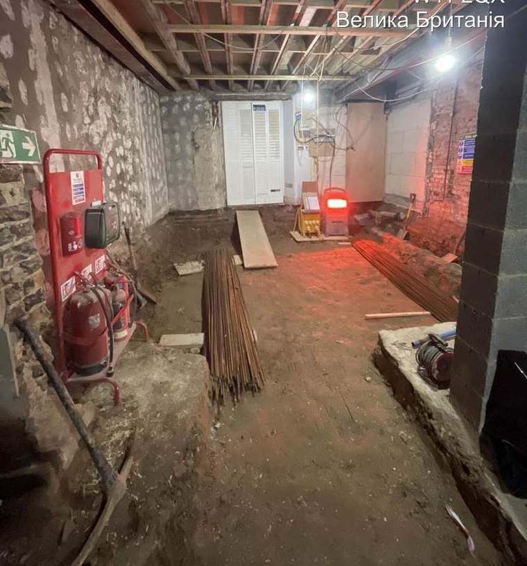 Lower ground floor stripped back to the original brick and stone