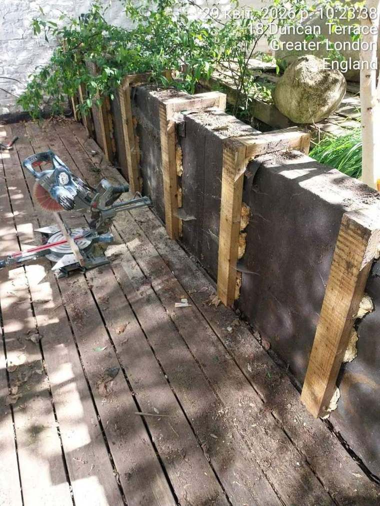 Decking boards cut to size on site