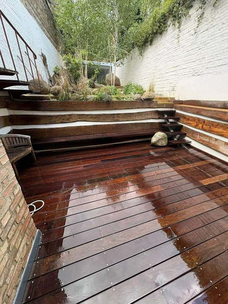 Existing lower deck cleaned and re-oiled