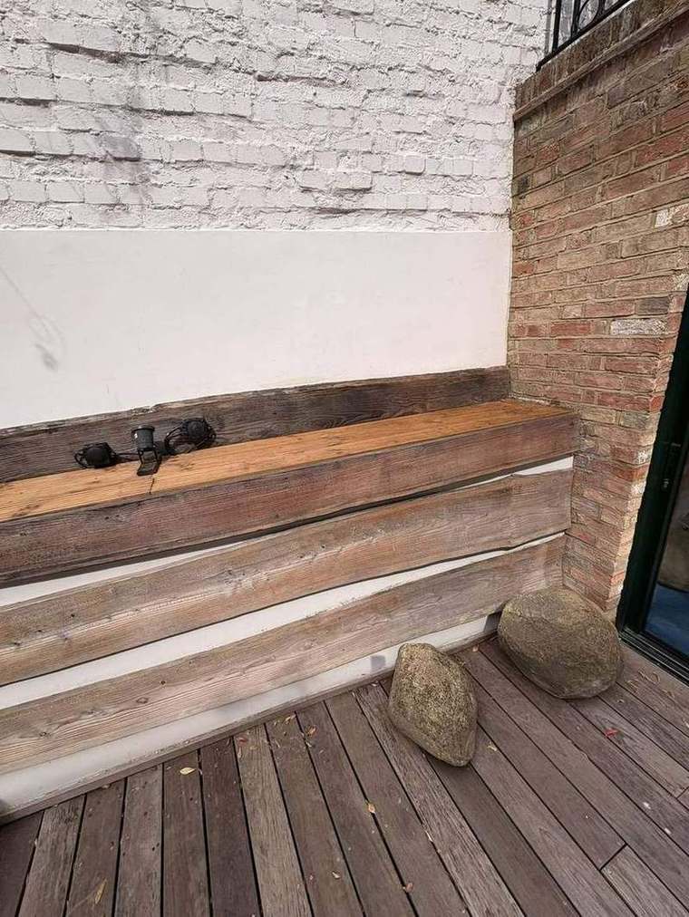 Bench seating built from reclaimed timber