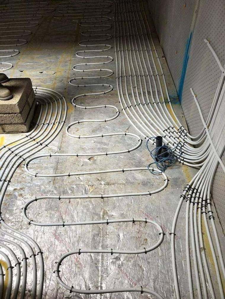 Underfloor heating pipework laid before screeding