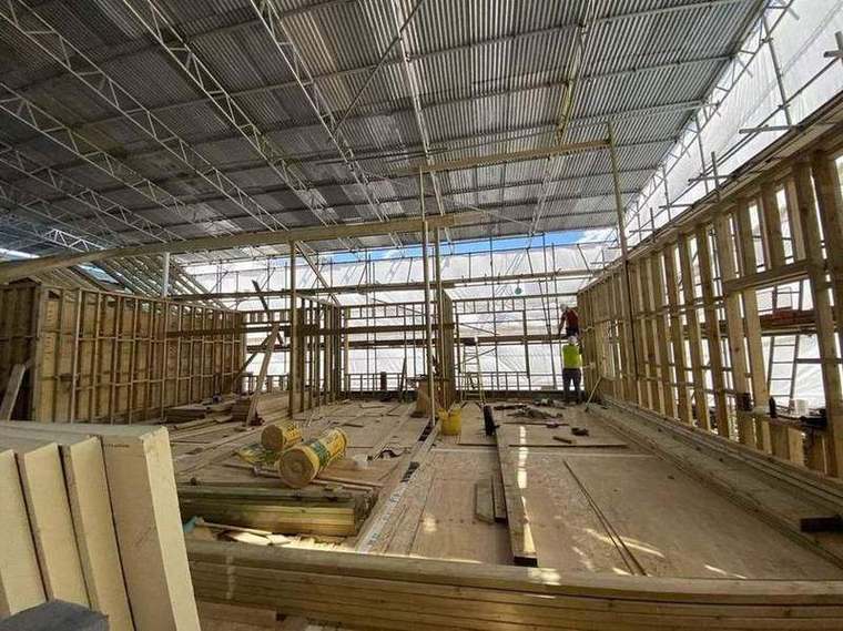 New timber roof structure at Struan House